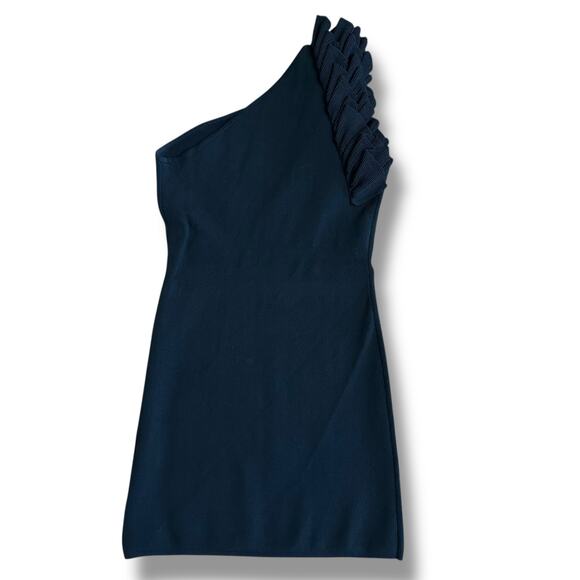 Keepsake One Shoulder Ruffle Trim Black Bodycon Mini Dress Women’s Size US 8 - Picture 5 of 8